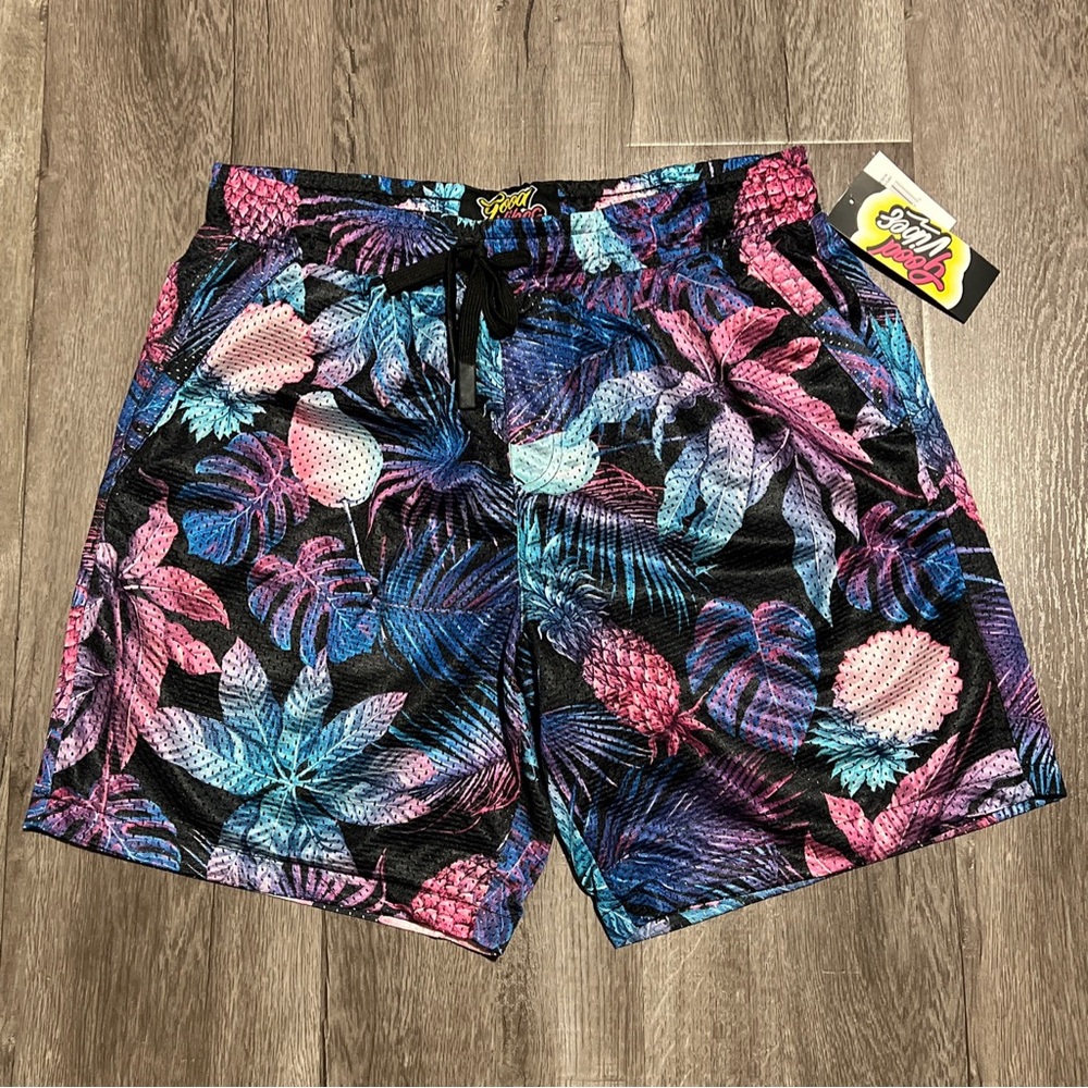 Good Vibes Drill Clothing Co. Shorts Mens Size Large Multicolor 90's Retro Beach